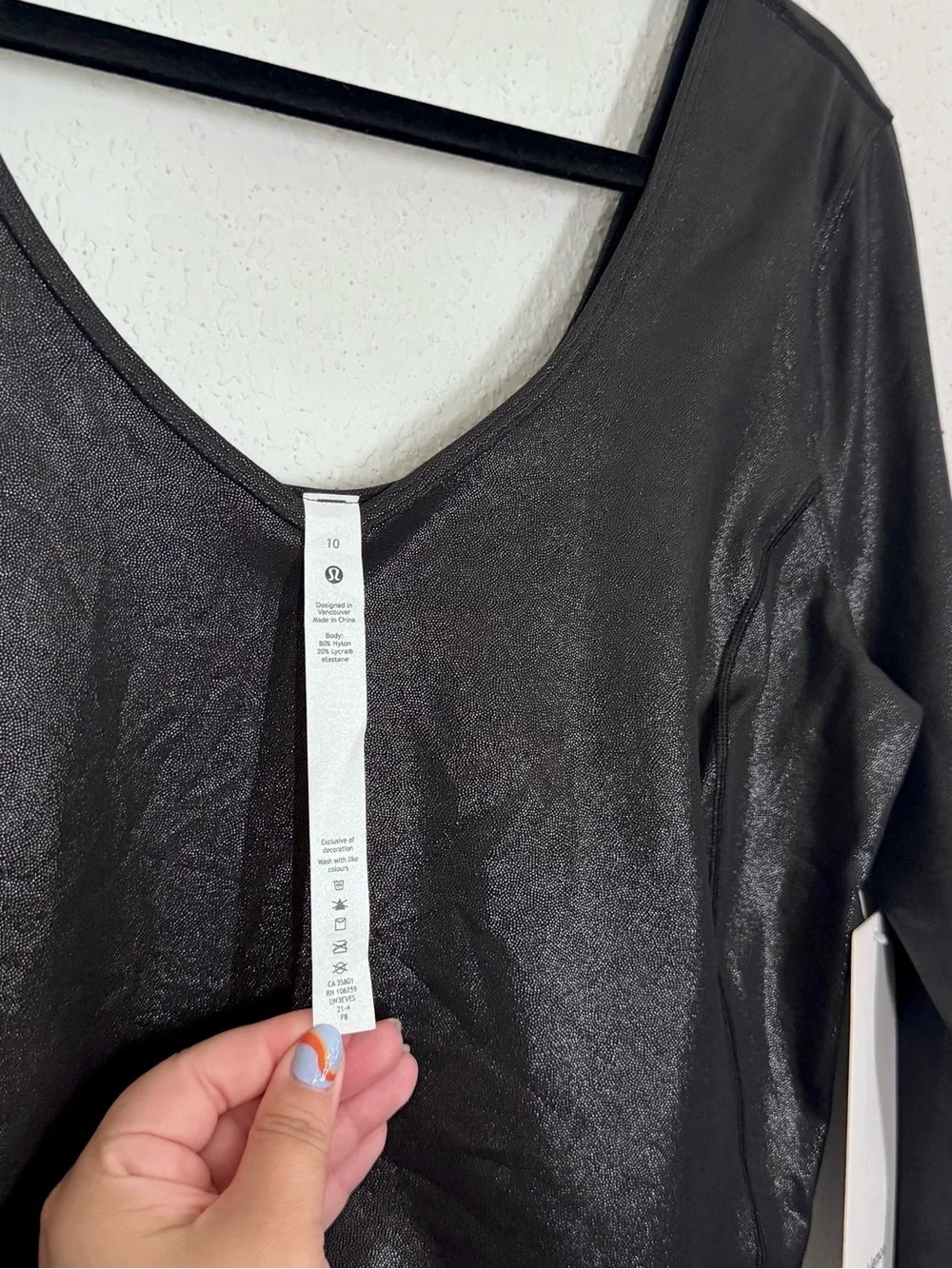 Lululemon Align Long Sleeve Cropped Shirt in Shine Foil Black Size 10 NEW
